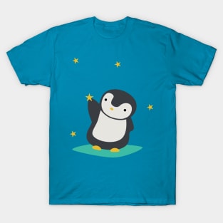 Cute Penguin In Space T-Shirt T-Shirt